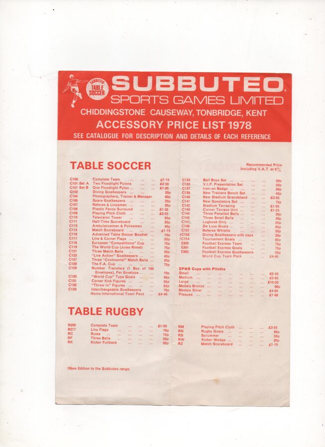 Price List : 1978